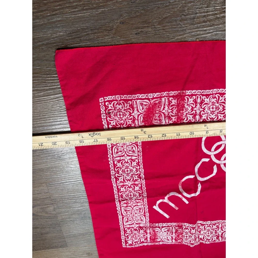 Vintage Western‎ MCC Logo Red Bandana Cotton Scarf Floral Border Print Square